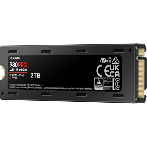 Твердотельные накопители/ Samsung SSD 980 PRO, 2000GB, M.2(22x80mm), NVMe 1.3c, PCIe 4.0 x4, 3-bit MLC, R/W 7000/5000MB/s, IOPs 1 000 000/1 000 000, DRAM buffer 2048MB, TBW 1200, DWPD 0.33, with Heatsink (12 мес.)