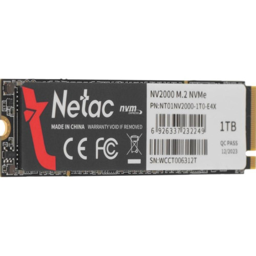 Твердотельный накопитель Netac PCIe 3.0 x4 1TB NT01NV2000-1T0-E4X NV2000 M.2 2280 [NT01NV2000-1T0-E4X]