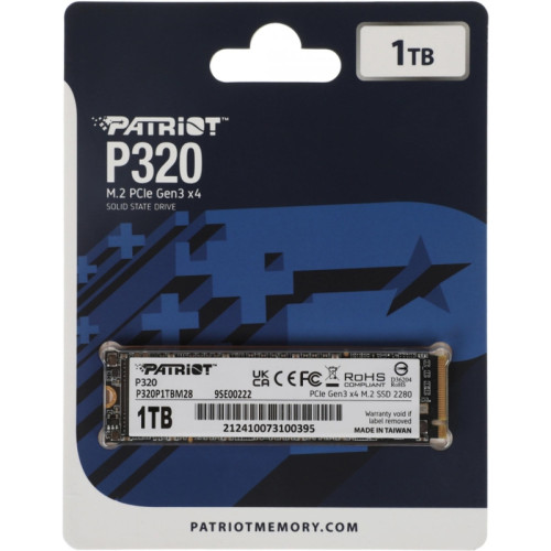 Твердотельный накопитель Patriot PCIe 3.0 x4 1TB P320P1TBM28 P320 M.2 2280 [P320P1TBM28]