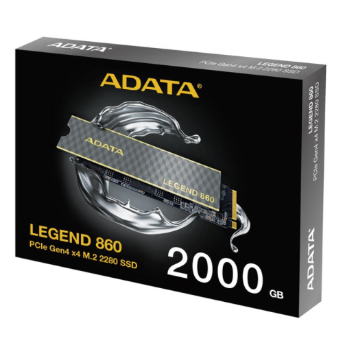 Твердотельный накопитель/ ADATA SSD LEGEND 860, 2000GB, M.2(22x80mm), NVMe 1.4, PCIe Gen 4x4, 3D NAND, R/W 6000/5000MB/s, IOPs н.д./н.д., TBW 640, DWPD 0.2 (5 лет)