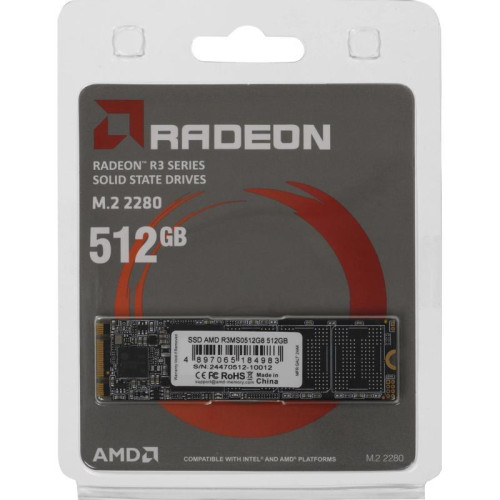 Твердотельный накопитель AMD SATA 512GB R3MS0512G8 Radeon M.2 2280 Твердотельный накопитель AMD SATA 512GB R3MS0512G8 Radeon M.2 2280