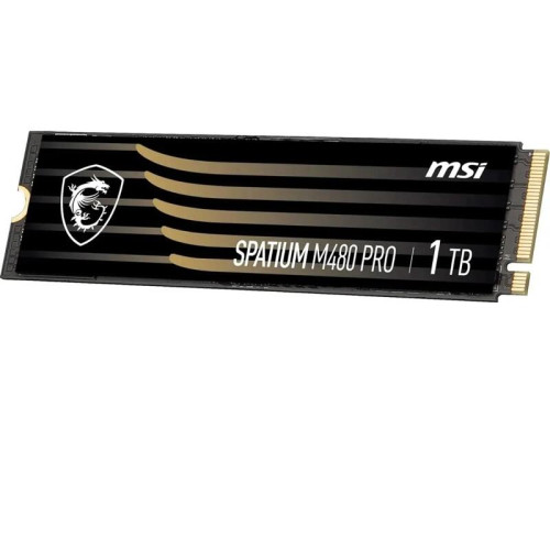 MSI SSD SPATIUM M480 Pro, 1000GB, M.2(22x80mm), NVMe, PCIe 4.0 x4, 3D TLC, R/W 7400/6000, IOPs 750 000/1 000 000, DRAM buffer 1024MB, TBW 700, DWPD 0.38 (5 лет) MSI SSD SPATIUM M480 Pro, 1000GB, M.2(22x80mm), NVMe, PCIe 4.0 x4, 3D TLC, R/W 7400/6000, IOPs 750 000/1 000 000, DRAM buffer 1024MB, TBW 700, DWPD 0.38 (5 лет)