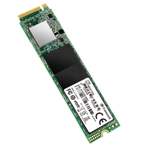 Твердотельный накопитель/ Transcend SSD MTE110S, 1024GB, M.2(22x80mm), NVMe, PCIe 3.0 x4, 3D TLC, R/W 1700/1400MB/s, IOPs 200 000/300 000, TBW 400, DWPD 0.2 (5 лет)