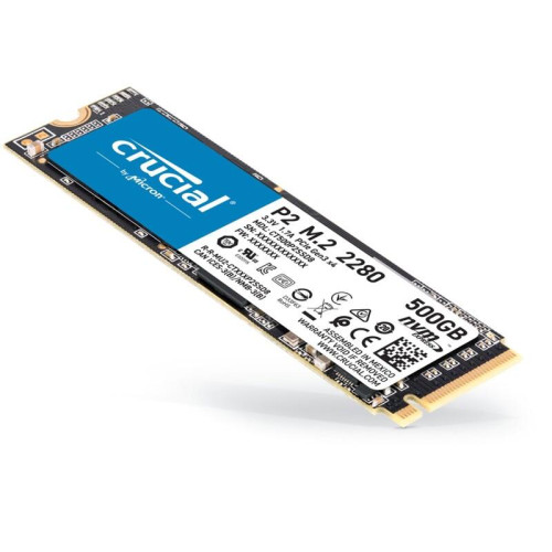 Твердотельный накопитель/ Crucial SSD P2, 500GB, M.2(22x80mm), NVMe, PCIe 3.0 x4, 3D TLC, R/W 2300/940MB/s, IOPs 95 000/215 000, TBW 150, DWPD 0.2 (12 мес.)