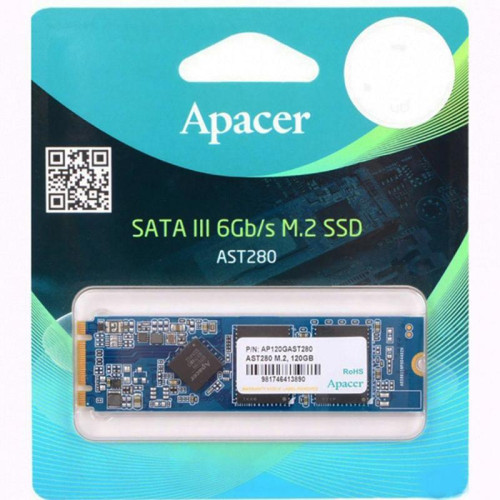 Твердотельный накопитель SSD Apacer AST280 120GB M.2 2280   AP120GAST280-1 Client SATA 6Gb/s, 500/470, MTBF 2M, TLC, Retail (914095)