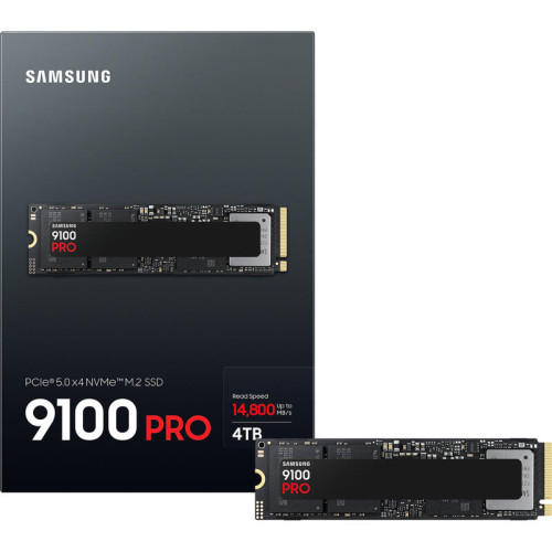 Твердотельный накопитель/ Samsung SSD 9100 PRO, 4000GB, M.2(22x80mm), NVMe 2.0, PCIe 5.0 x4, V-NAND TLC, R/W 14800/13400MB/s, IOPs 2 200 000/2 600 000, TBW 2400, DWPD 0.3 (12 мес.) Твердотельный накопитель/ Samsung SSD 9100 PRO, 4000GB, M.2(22x80mm), NVMe 2.0, PCIe 5.0 x4, V-NAND TLC, R/W 14800/13400MB/s, IOPs 2 200 000/2 600 000, TBW 2400, DWPD 0.3 (12 мес.)