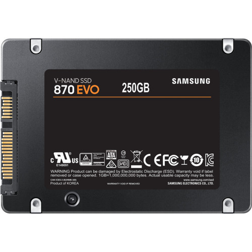 Samsung SSD 250GB 870 EVO, V-NAND 3-bit MLC, MGX, 2.5'' SATA 6Gb/s, R560/W530, IOPs 98000/88000