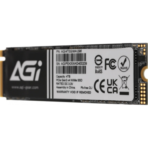 Твердотельный накопитель AGi PCIe 3.0 x4 4TB AGI4T0GIMAI298 AI298 M.2 2280 [AGI4T0GIMAI298]