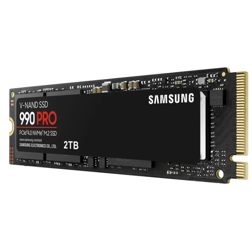 Твердотельные накопители/ Samsung SSD 990 PRO, 2000GB, M.2(22x80mm), NVMe 2.0, PCIe 4.0 x4, V-NAND TLC, R/W 7450/6900MB/s, IOPs 1 400 000/1 550 000, DRAM buffer 2048MB, TBW 1200, DWPD 0.33 (12 мес.)