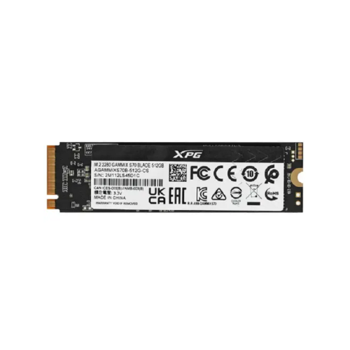 Твердотельный накопитель/ ADATA SSD GAMMIX S70 BLADE, 512GB, M.2(22x80mm), NVMe, PCIe 4.0 x4, 3D TLC, R/W 7400/6800MB/s, IOPs 425 000/510 000, DRAM buffer 512MB, TBW 370, DWPD 0.4, with Heat Spreader (5 лет) Твердотельный накопитель/ ADATA SSD GAMMIX S70 BLADE, 512GB, M.2(22x80mm), NVMe, PCIe 4.0 x4, 3D TLC, R/W 7400/6800MB/s, IOPs 425 000/510 000, DRAM buffer 512MB, TBW 370, DWPD 0.4, with Heat Spreader (5 лет)