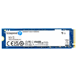 Твердотельный накопитель Kingston SSD NV3, 1000GB, M.2(22x80mm), NVMe, PCIe 4.0 x4, 3D TLC, R/W 6000/4000MB/s, TBW 320, DWPD 0.3 (60 мес)