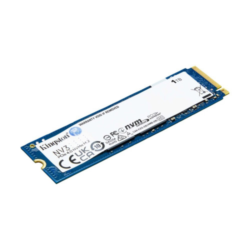 Твердотельный накопитель/ Kingston SSD NV3, 1000GB, M.2(22x80mm), NVMe, PCIe 4.0 x4, 3D TLC, R/W 6000/4000MB/s, TBW 320, DWPD 0.3 (3 года)