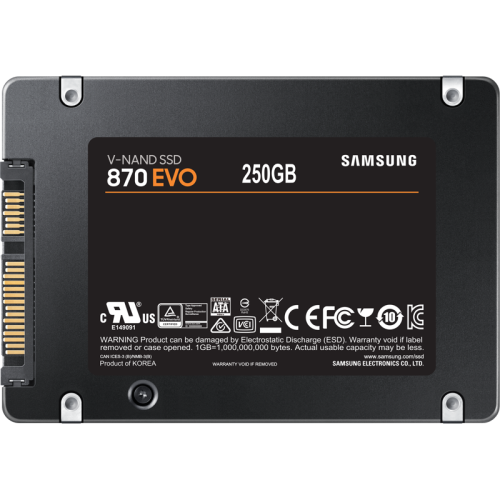 Samsung SSD 250GB 870 EVO, V-NAND 3-bit MLC, MGX, 2.5'' SATA 6Gb/s, R560/W530, IOPs 98000/88000