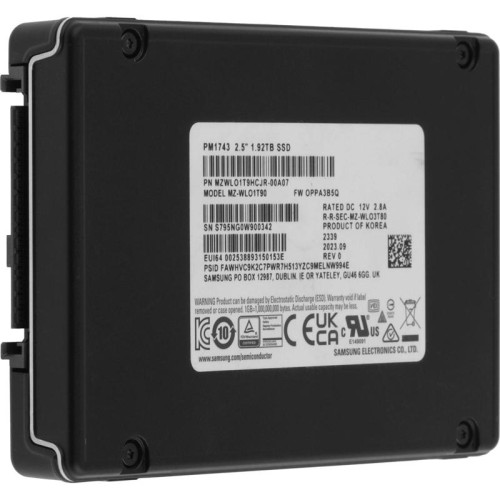 Твердотельный накопитель Samsung PCIe 5.0 x4 1920GB MZWLO1T9HCJR-00A07 PM1743 Enterprise 2.5