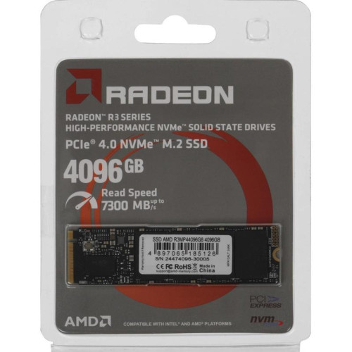 Твердотельный накопитель AMD PCIe 4.0 x4 4TB R3MP44096G8 Radeon M.2 2280