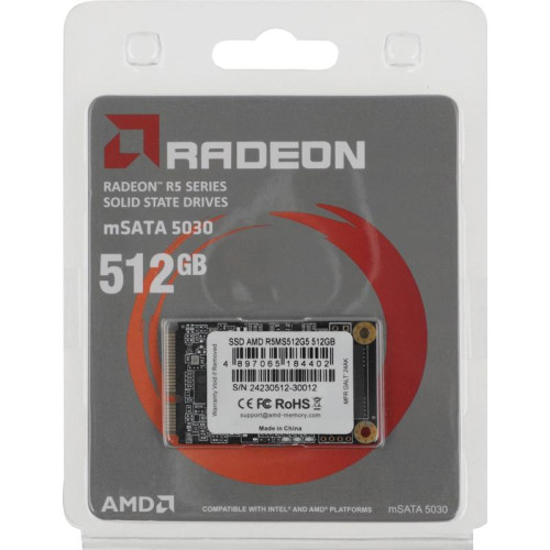 Твердотельный накопитель AMD SATA 512GB R5MS512G5 Radeon R5 mSATA