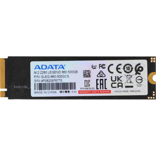 Твердотельный накопитель A-Data PCIe 4.0 x4 500GB SLEG-860-500GCS Legend 860 M.2 2280