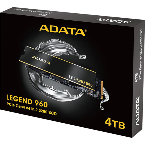 Твердотельный накопитель ADATA SSD LEGEND 960, 4000GB, M.2(22x80mm), NVMe 1.4, PCIe 4.0 x4, 3D NAND, R/W 7400/6800MB/s, IOPs 700 000/550 000, DRAM buffer 4000MB, TBW 3120, DWPD 0.43, with Heat Spreader (5 лет)