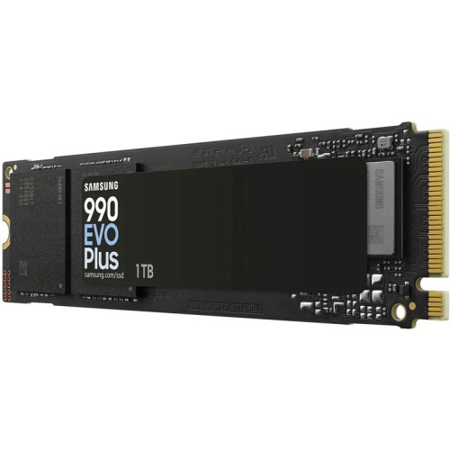 Твердотельные накопители Samsung SSD 990 EVO Plus, 1000GB, M.2(22x80mm), NVMe 2.0, NVMe 2.0, PCIe 4.0 x4, V-NAND TLC, R/W 7150/6300MB/s, IOPs 850 000/1 350 000, TBW 600, DWPD 0.3 (12 мес.)