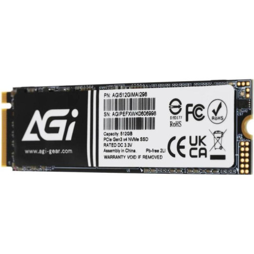 Твердотельный накопитель AGI AI298 M.2 PCIe 512GB RETAIL-Color Box