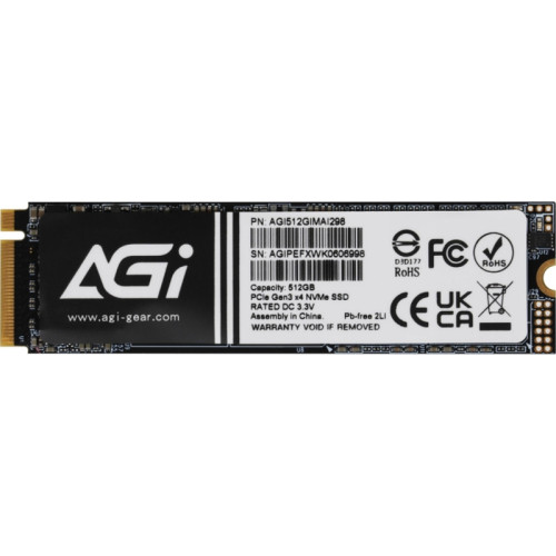 Твердотельный накопитель AGi PCIe 3.0 x4 512GB AGI512GIMAI298 AI298 M.2 2280 [AGI512GIMAI298]