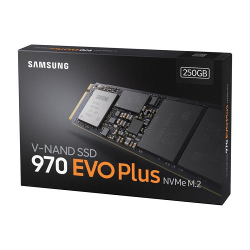 Samsung SSD 250GB 970 EVO Plus, V-NAND 3-bit MLC, Phoenix, M.2 (2280) PCIe Gen 3.0 x4, NVMe 1.3, R3500/W2300, 550K/250K IOPs Samsung SSD 250GB 970 EVO Plus, V-NAND 3-bit MLC, Phoenix, M.2 (2280) PCIe Gen 3.0 x4, NVMe 1.3, R3500/W2300, 550K/250K IOPs