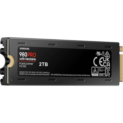 Твердотельные накопители/ Samsung SSD 980 PRO, 2000GB, M.2(22x80mm), NVMe 1.3c, PCIe 4.0 x4, 3-bit MLC, R/W 7000/5000MB/s, IOPs 1 000 000/1 000 000, DRAM buffer 2048MB, TBW 1200, DWPD 0.33, with Heatsink (12 мес.)