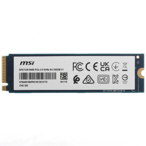 Твердотельный накопитель SSD MSI M.2 2280 500GB SPATIUM M450 V1 S78-440K380-P83