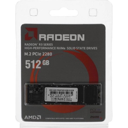 Твердотельный накопитель AMD PCIe 3.0 x4 512GB R3MP30512G8 Radeon M.2 2280