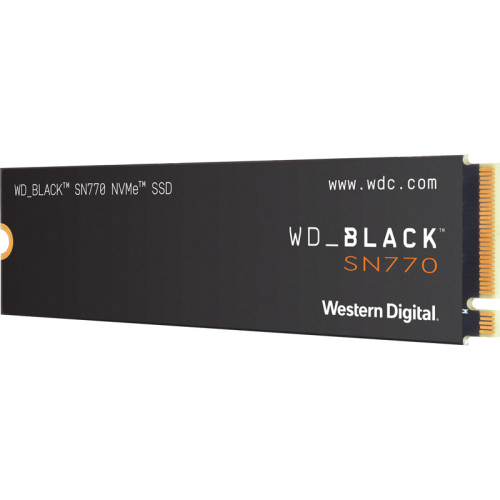 Твердотельный накопитель WD SSD Black SN770 NVMe, 1.0TB, M.2(22x80mm), NVMe, PCIe 4.0 x4, 3D TLC, R/W 5150/4900MB/s, IOPs 740 000/800 000, TBW 600, DWPD 0.3 (12 мес.)