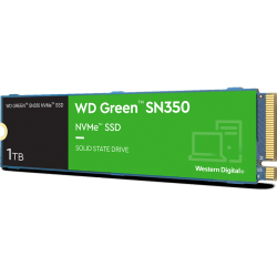 Твердотельный накопитель/ WD SSD Green SN350 NVMe, 1.0TB, M.2(22x80mm), NVMe, PCIe 3.0 x4, QLC, R/W 3200/2500MB/s, IOPs 300 000/400 000, TBW 100, DWPD 0.1 (12 мес.)