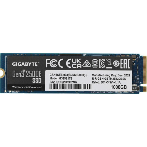 Твердотельный накопитель Gigabyte PCIe 3.0 x4 1000GB G325E1TB 2500E M.2 2280
