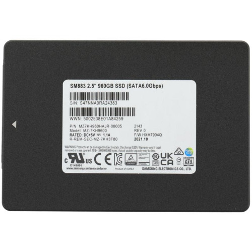 Твердотельный накопитель Samsung SATA-III 960GB MZ7KH960HAJR-00005 SM883 2.5