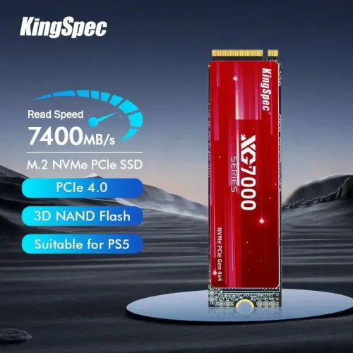 Твердотельный накопитель/ Kingspec SSD XG7000-512 2280, 2048GB, M.2(22x80mm), NVMe, PCIe 4.0 x4, 3D NAND, R/W 7400/6400MB/s, IOPs 700 000/600 000, TBW 1200, DWPD 0.89, with Heat Sink (3 года)