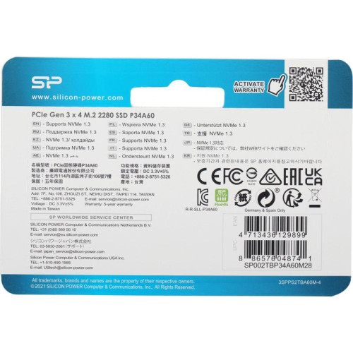 Твердотельный накопитель Silicon Power PCIe 3.0 x4 2TB SP002TBP34A60M28 M-Series M.2 2280 [SP002TBP34A60M28]