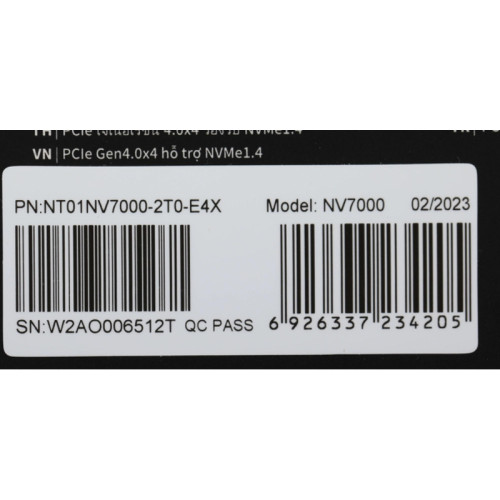 Твердотельный накопитель Netac PCIe 4.0 x4 2TB NT01NV7000-2T0-E4X NV7000 M.2 2280 [NT01NV7000-2T0-E4X]