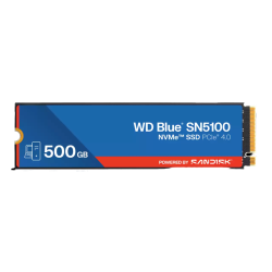 Твердотельные накопители/ WD SSD Blue SN5100, 500GB, M.2(22x80mm), NVMe, PCIe 4.0 x4, TLC, R/W 5000/4000MB/s, TBW 300, DWPD 0.3 (12 мес.)