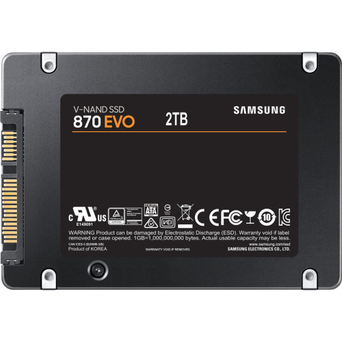 Samsung SSD 2TB 870 EVO, V-NAND 3-bit MLC, MGX, 2.5'' SATA 6Gb/s, R560/W530, IOPs 98000/88000