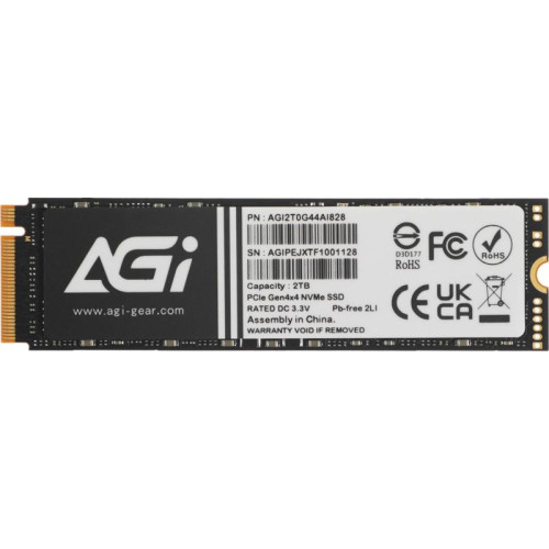 Твердотельный накопитель AGi PCIe 4.0 x4 2TB AGI2T0G44AI828 AI828 M.2 2280 [AGI2T0G44AI828]