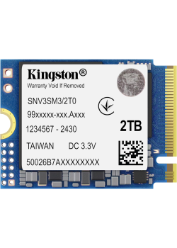 Твердотельный накопитель/ Kingston SSD NV3, 2000GB, M.2(22x30mm), NVMe, PCIe 4.0 x4, 3D TLC, R/W 6000/5000MB/s, TBW 640, DWPD 0.2 (60 мес)