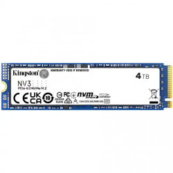 Твердотельный накопитель/ Kingston SSD NV3, 4000GB, M.2(22x80mm), NVMe, PCIe 4.0 x4, R/W 6000/5000MB/s, TBW 1280, DWPD 0.3 (12 мес)