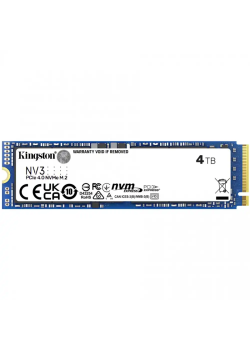 Твердотельный накопитель/ Kingston SSD NV3, 4000GB, M.2(22x80mm), NVMe, PCIe 4.0 x4, R/W 6000/5000MB/s, TBW 1280, DWPD 0.3 (12 мес)