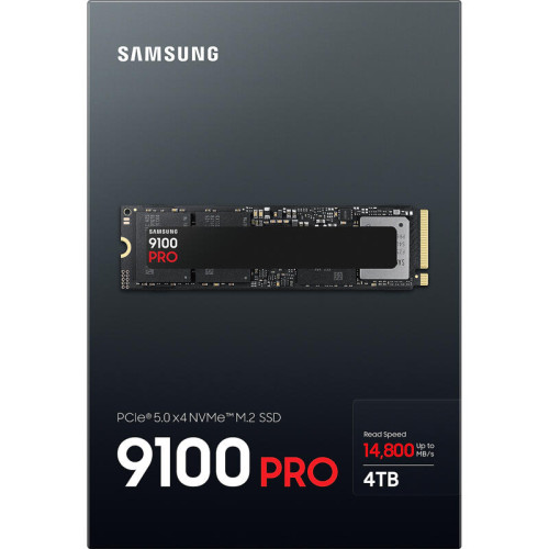 Твердотельный накопитель/ Samsung SSD 9100 PRO, 4000GB, M.2(22x80mm), NVMe 2.0, PCIe 5.0 x4, V-NAND TLC, R/W 14800/13400MB/s, IOPs 2 200 000/2 600 000, TBW 2400, DWPD 0.3 (12 мес.) Твердотельный накопитель/ Samsung SSD 9100 PRO, 4000GB, M.2(22x80mm), NVMe 2.0, PCIe 5.0 x4, V-NAND TLC, R/W 14800/13400MB/s, IOPs 2 200 000/2 600 000, TBW 2400, DWPD 0.3 (12 мес.)