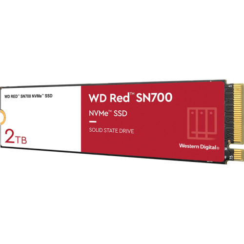 Твердотельные накопители/ WD SSD Red SN700 NVMe for NAS, 2.0TB, M.2(22x80mm), NVMe, PCIe 3.0 x4, R/W 3400/2900MB/s, IOPs 480 000/540 000, TBW 2500, DWPD 1 (12 мес.)