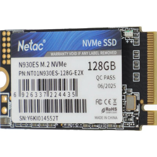 Твердотельный накопитель Netac PCIe 3.0 x2 128GB NT01N930ES-128G-E2X N930ES M.2 2242 [NT01N930ES-128G-E2X]