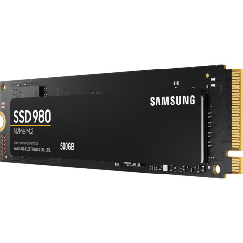 Твердотельные накопители Samsung SSD 980, 500GB, M.2(22x80mm), NVMe 1.4, PCIe 3.0 x4, 3-bit MLC, R/W 3100/2600MB/s, IOPs 400 000/470 000, TBW 300, DWPD 0.33 (12 мес.)