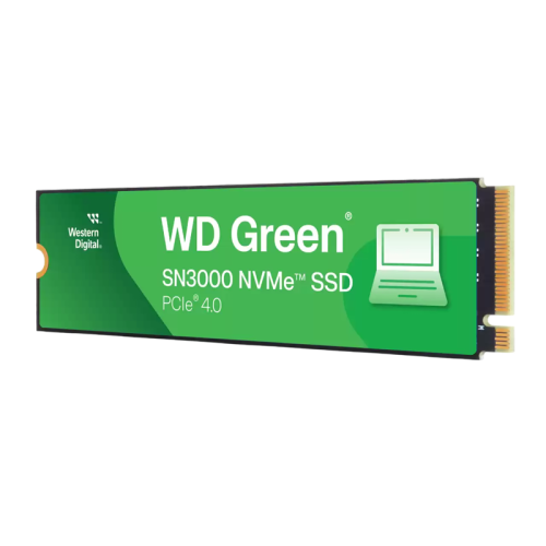 Твердотельные накопители/ WD SSD Green SN3000, 500GB, M.2(22x80mm), NVMe, PCIe 4.0 x4, QLC, R/W 5000/4100MB/s, TBW 100, DWPD 0.2 (12 мес.)