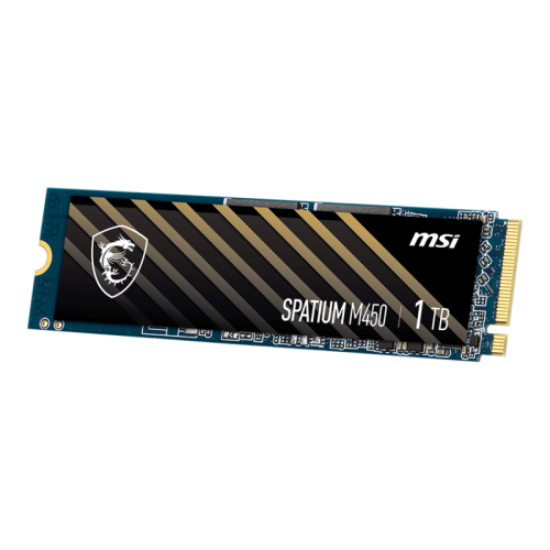 MSI SSD SPATIUM M450, 1000GB, M.2(22x80mm), NVMe, PCIe 4.0 x4, 3D TLC, R/W 3600/3000, IOPs 420 000/550 000, TBW 600, DWPD 0.33 (5 лет)