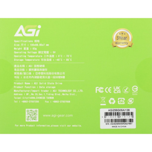 Твердотельный накопитель AGi SATA-III 256GB AGI256G06AI138 AI138 2.5 Твердотельный накопитель AGi SATA-III 256GB AGI256G06AI138 AI138 2.5