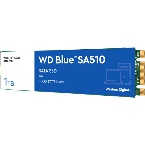 Твердотельные накопители/ WD SSD Blue SA510, 1.0TB, M.2(22x80mm), SATA3, R/W 560/530MB/s, IOPs 95 000/84 000, TBW 400, DWPD 0.2 (12 мес.)